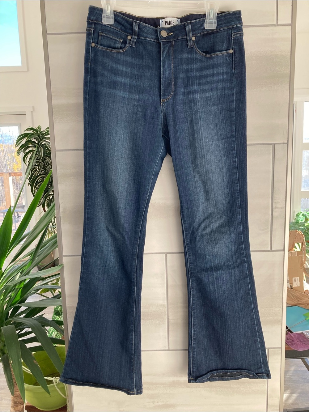 PAIGE Dark Indigo Flare Jeans - Women's Wide Leg